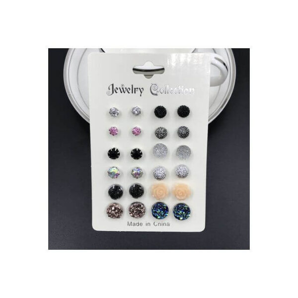 Set of 12 Pairs Lovely Mix Different Shape Stud Earrings