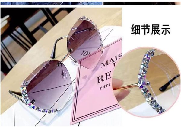 Oversize Rimless Rhinestone Sunglasses