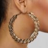 Cuban Link Statement Circle Hoop Large Earring