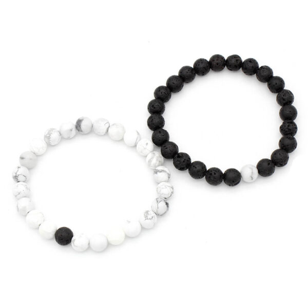 black &white volcanic bead bracelet