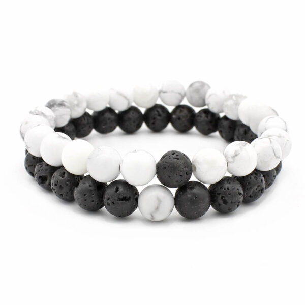black &white volcanic bead bracelet