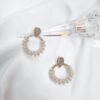 Gold Hoop Pearl Rhinestone Earrings