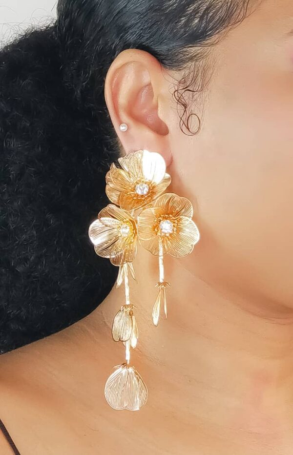 Flower Dangle Statement Earring ( Gold, Silver)