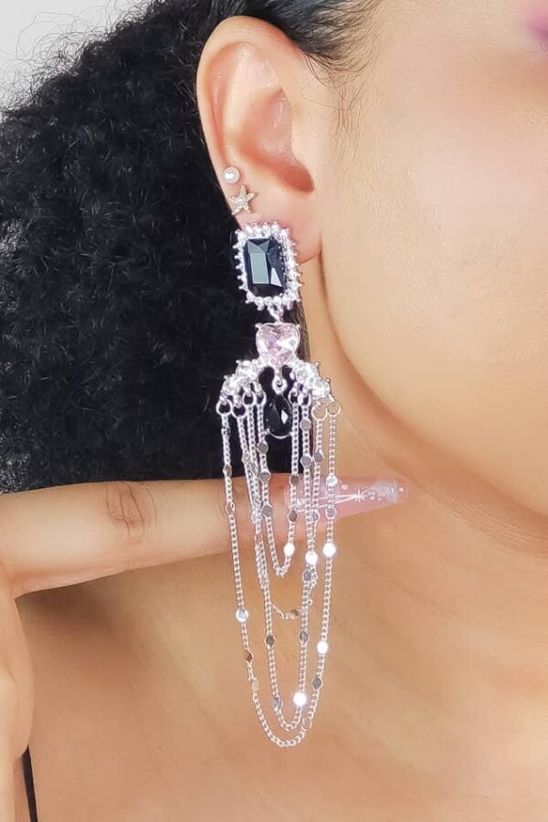 Silver Long Drop Dangling Earring